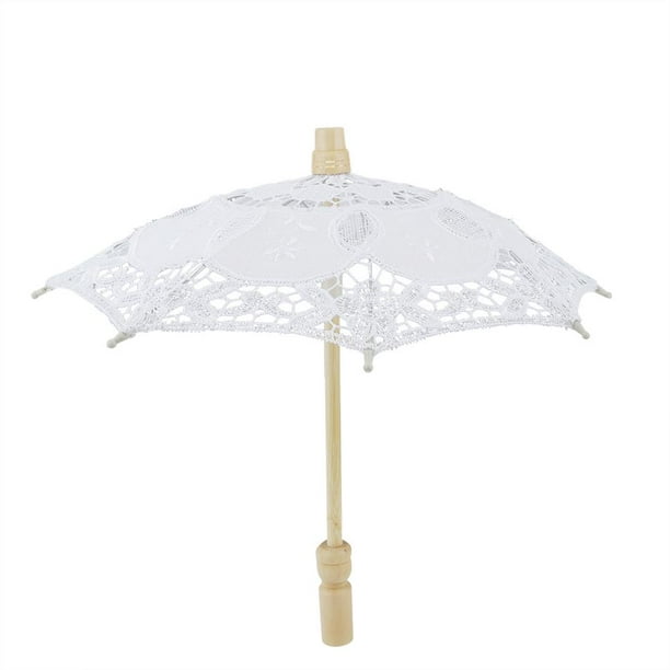 Bridal Wedding Umbrella Lace Cotton Embroidery Parasol Umbrella for Wed